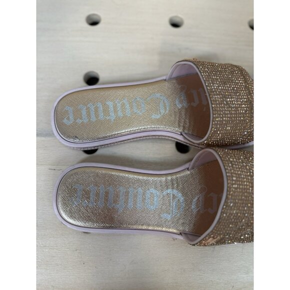 Juicy Couture Pink Rose Gold Sandals Glitter Strap Slides Size 7 SKU #4446 - Picture 3 of 10